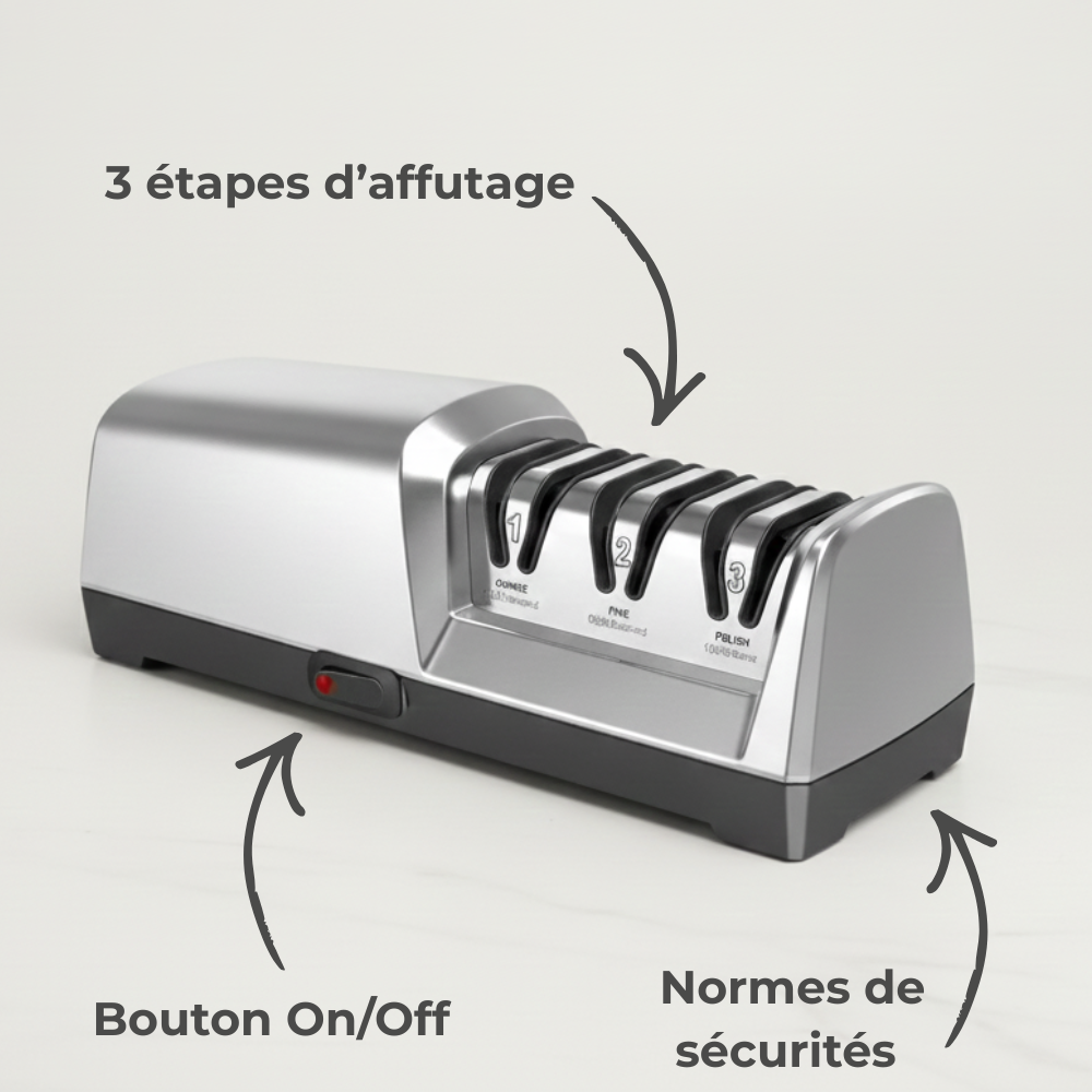 Aiguiseur de Couteaux Électrique – Affûtage en 3 Étapes