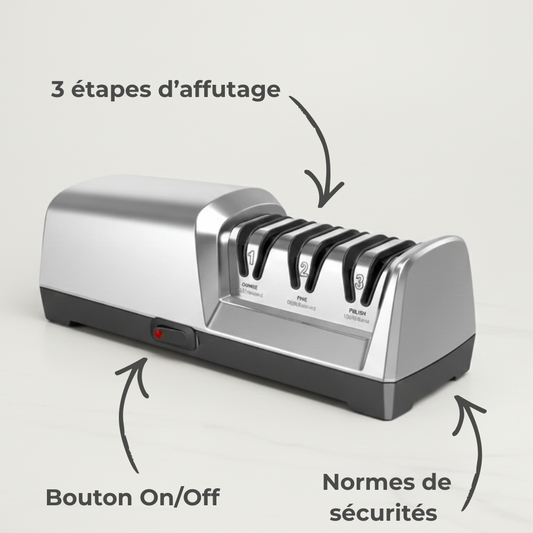 Aiguiseur de Couteaux Électrique – Affûtage en 3 Étapes