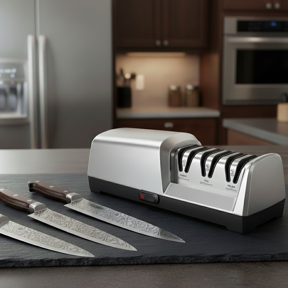 Aiguiseur de Couteaux Électrique – Affûtage en 3 Étapes